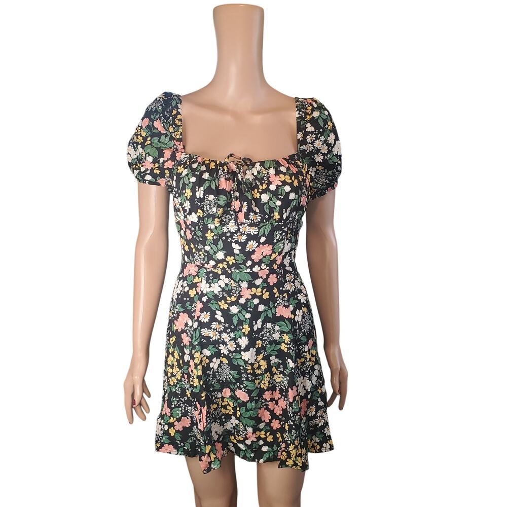 Reformation Corbin Mini Dress Women's 4 Flowery Dark Floral Puff Sleeve